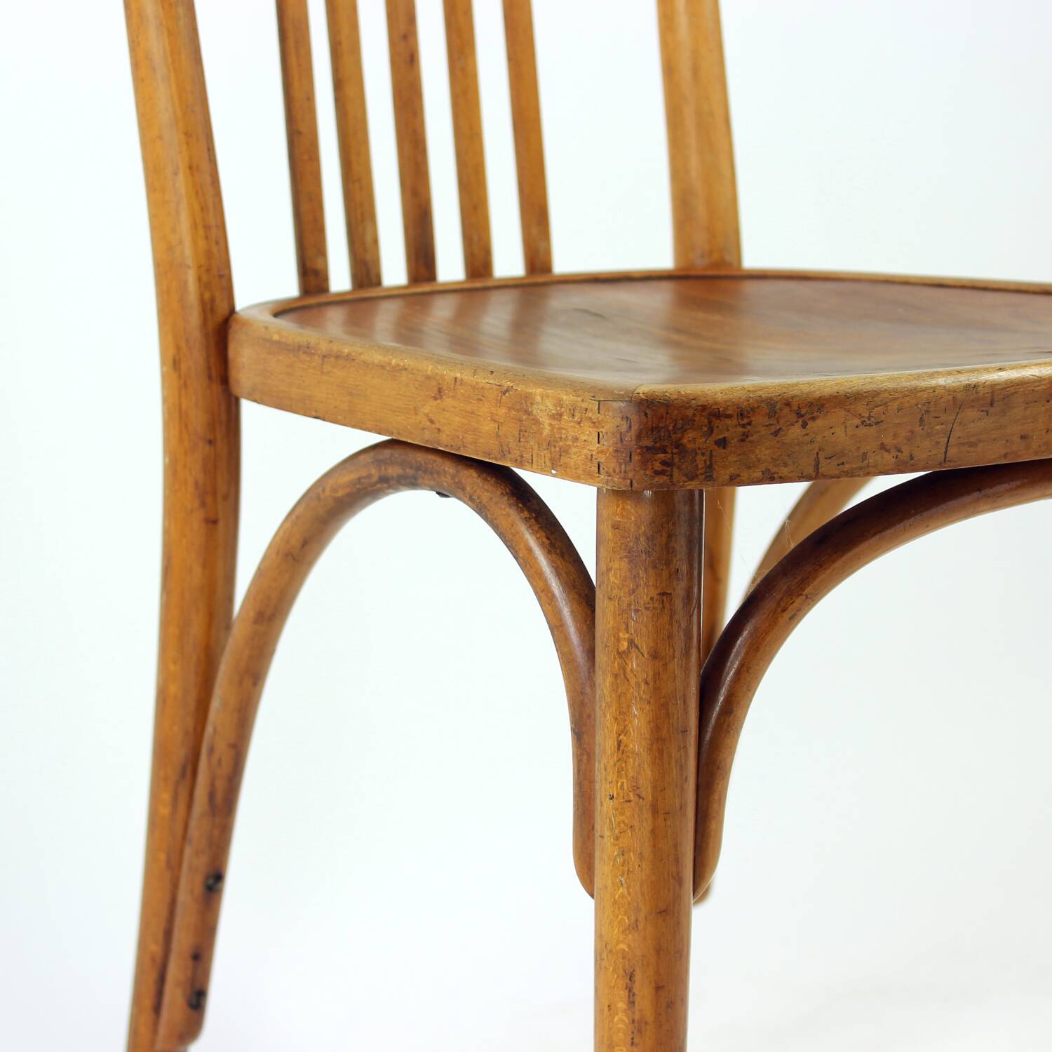 Vintage Thonet Bentwood Oak Chair With Original Label, Czechoslovakia, 1920