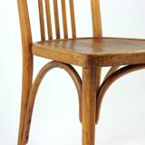 Vintage Thonet Bentwood Oak Chair With Original Label, Czechoslovakia, 1920