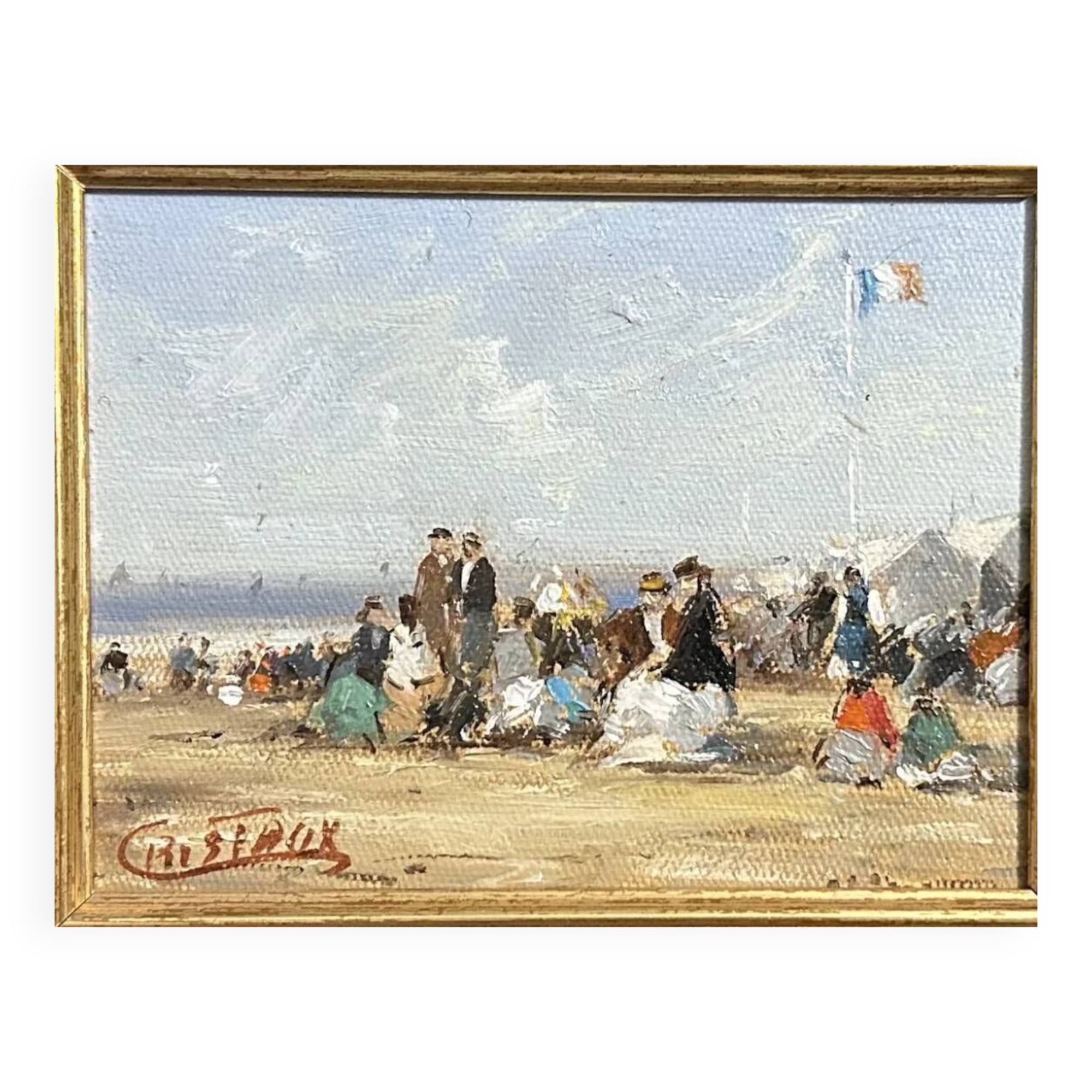 Francis CRISTS, Lively Beach, Oil On Canvas