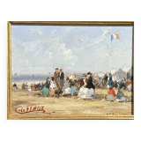 Francis CRISTS, Lively Beach, Oil On Canvas