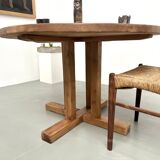 Round pine table "Les Arcs - 1970"