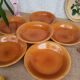 Set of 6 hollow plates Longchamp France mustard - vintage