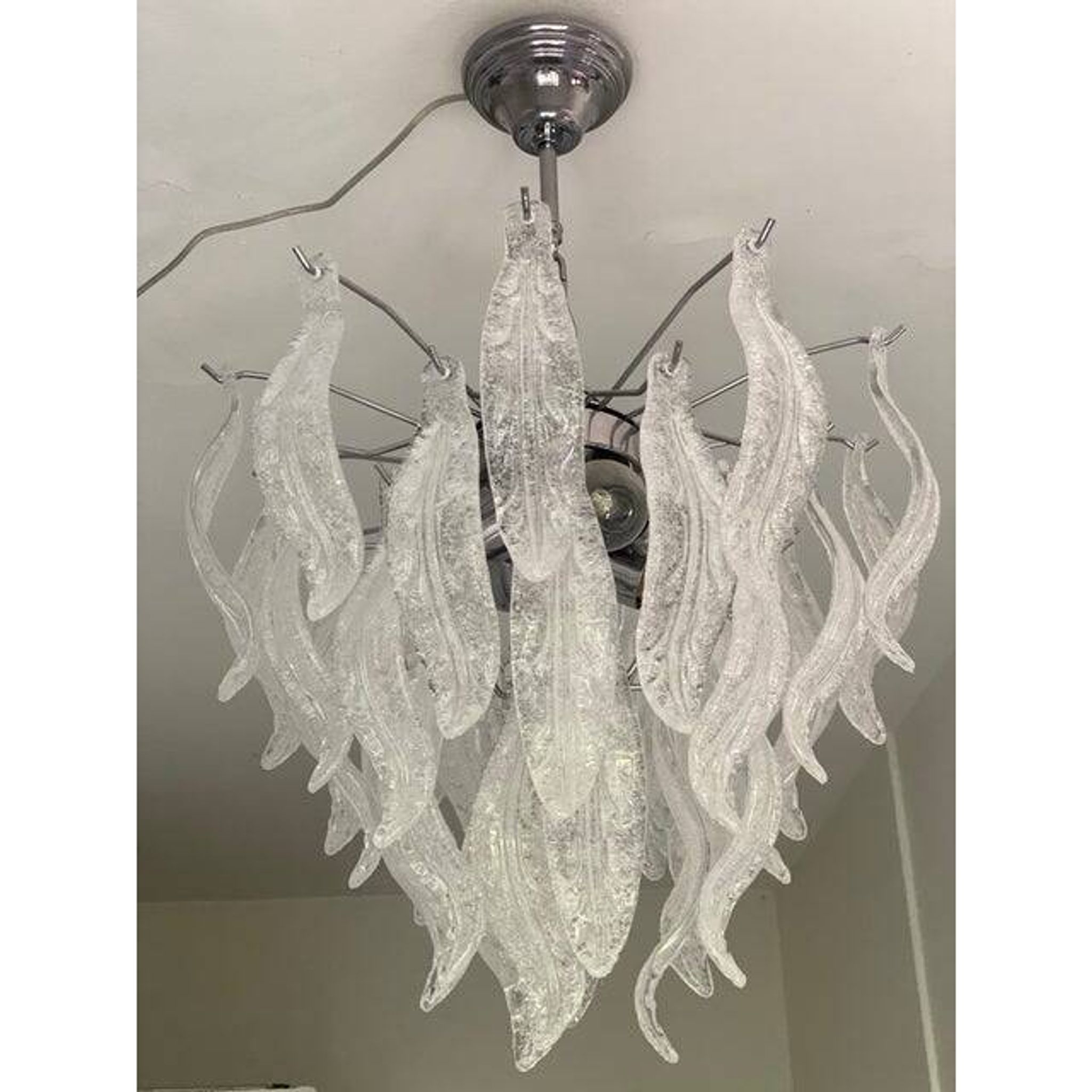 Contemporary leaflets murano glass chandelier in vintage style