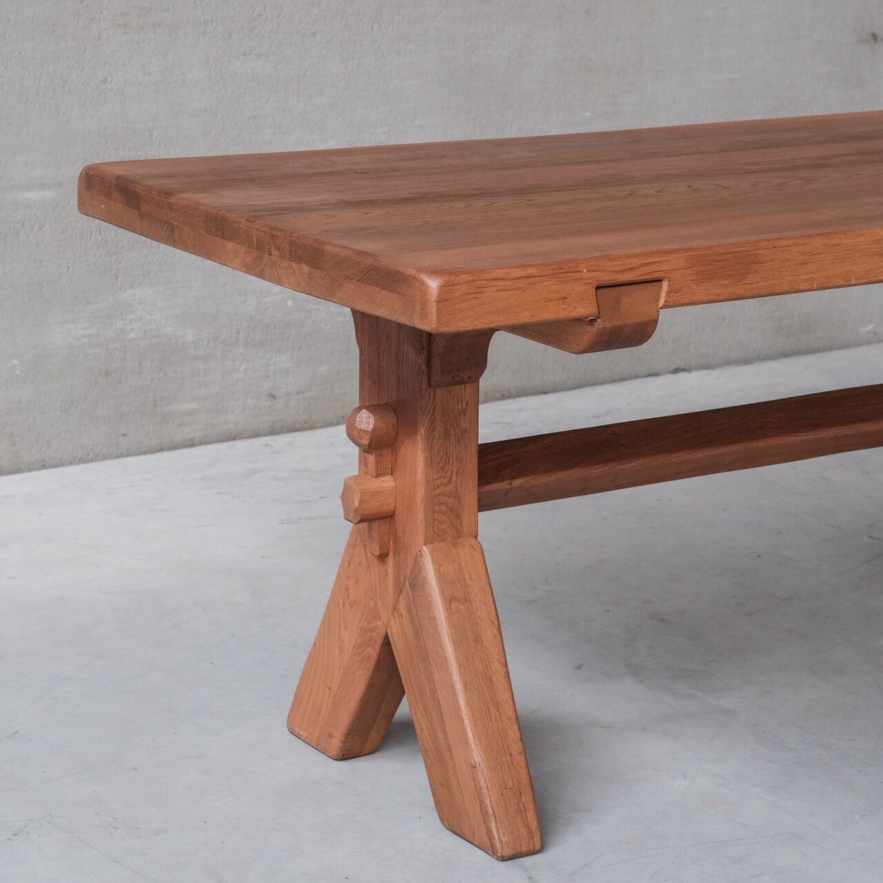 De Puydt Oak Rectangular Brutalist Mid-Century Dining Table