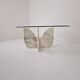 Table basse italienne "Flower" en marbre avec plateau ovale à facettes, années 1970