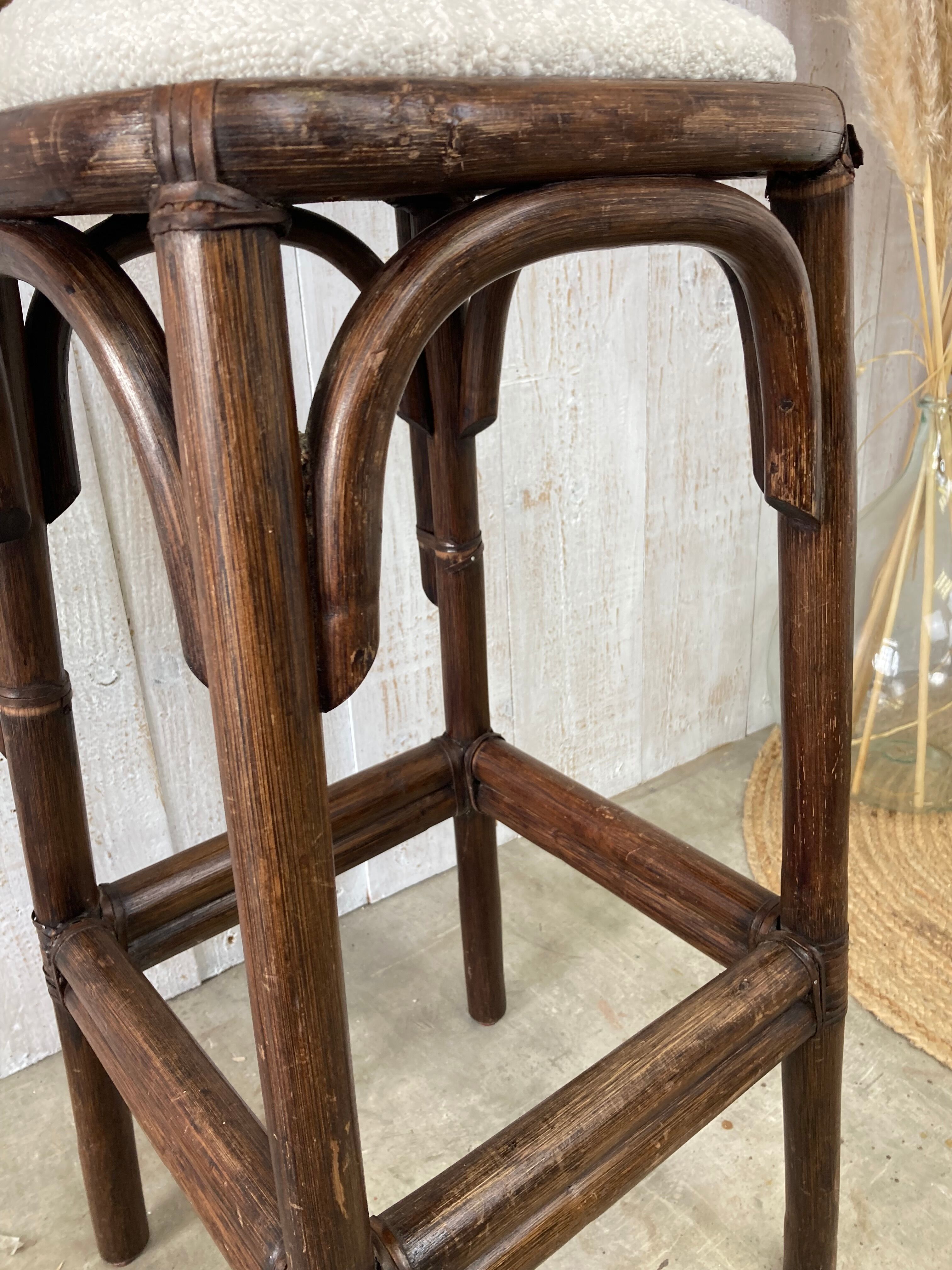 Tabouret rotin vintage