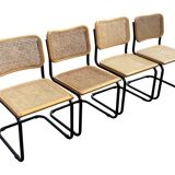 Set of 4 chairs Cesca B32 designed by Marcel Breuer design black frame