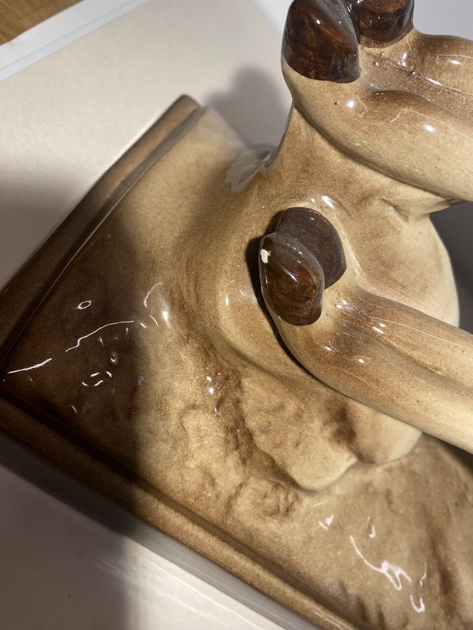 Ceramic deer and doe signed Lemanceau (1905-1980)