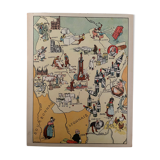 Old illustrated map of Burgundy - JP Pinchon