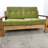 Brutalist oak sofa