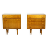 Vintage Nightstands with White Glass Tops, 1970s, Set of 2