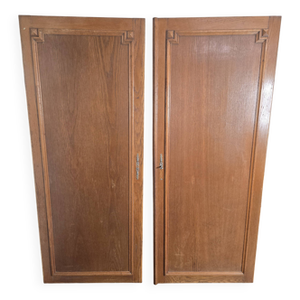 Paire de portes de placard en chêne massif