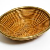 A pair of beautiful Italian Mid Century Modern bamboo bowls with brass rims