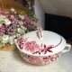 Vintage earthenware soup kitchen - 50s - model F.P Anna - decoration red flowers
