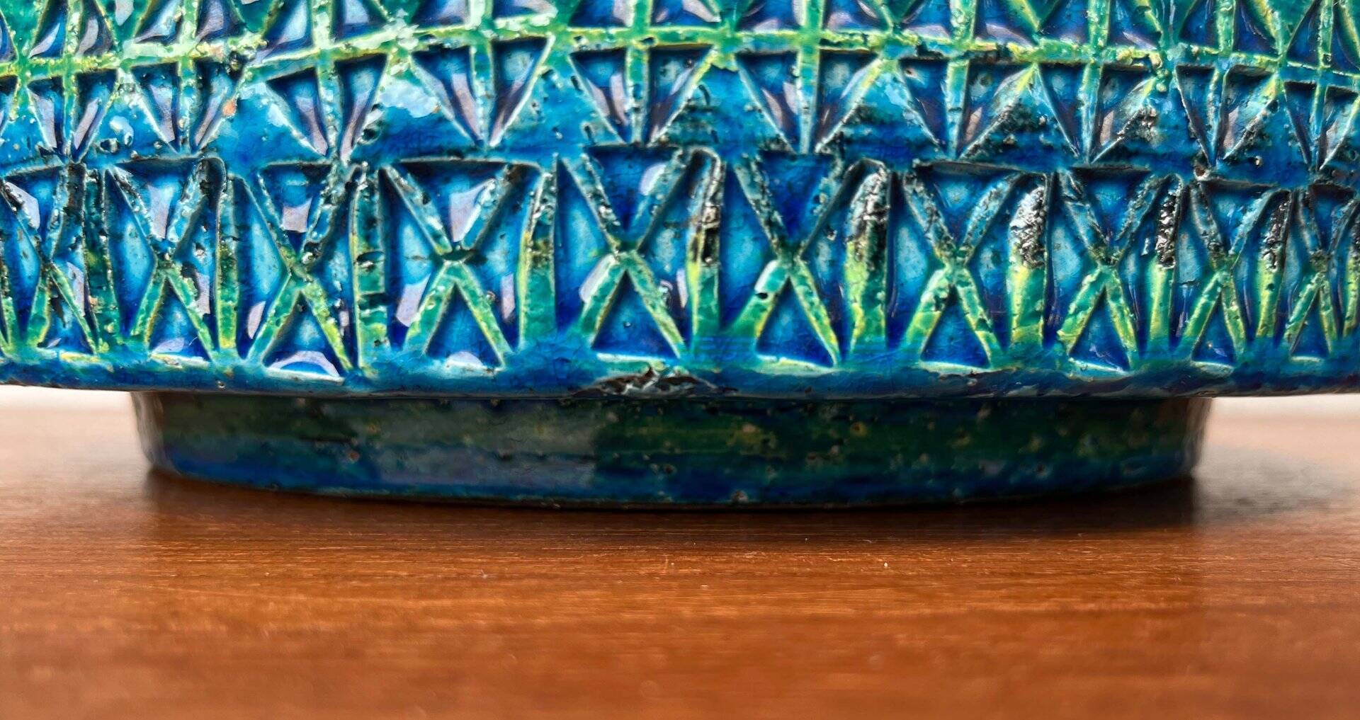 Large Mid-Century Modern Rimini Blu Pottery Bowl by Aldo Londi for Bitossi, Italy, 1960s