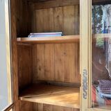 Glass cabinet or display case in pine 1950