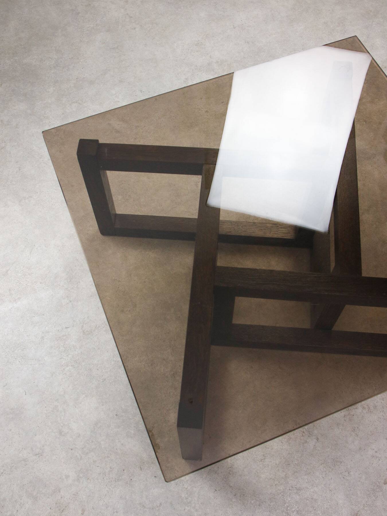 Italian Wooden & Smoked Glass Coffee Table, 60s