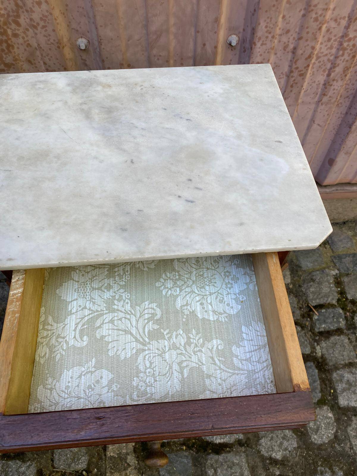 Table de chevet Louis Philippe acajou et marbre blanc du 19ème