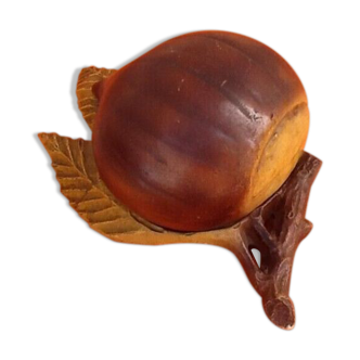 1920s chestnut shaped box and leaf