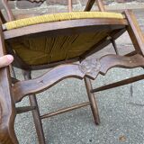 Rustic mulched armchair louis xv style in oak