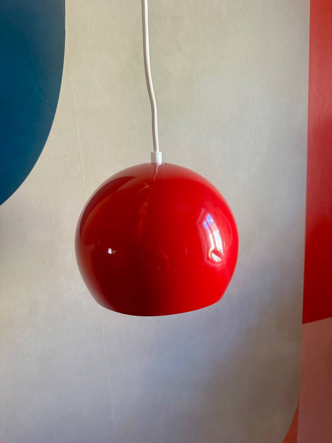 Vintage 70s red ball chandelier