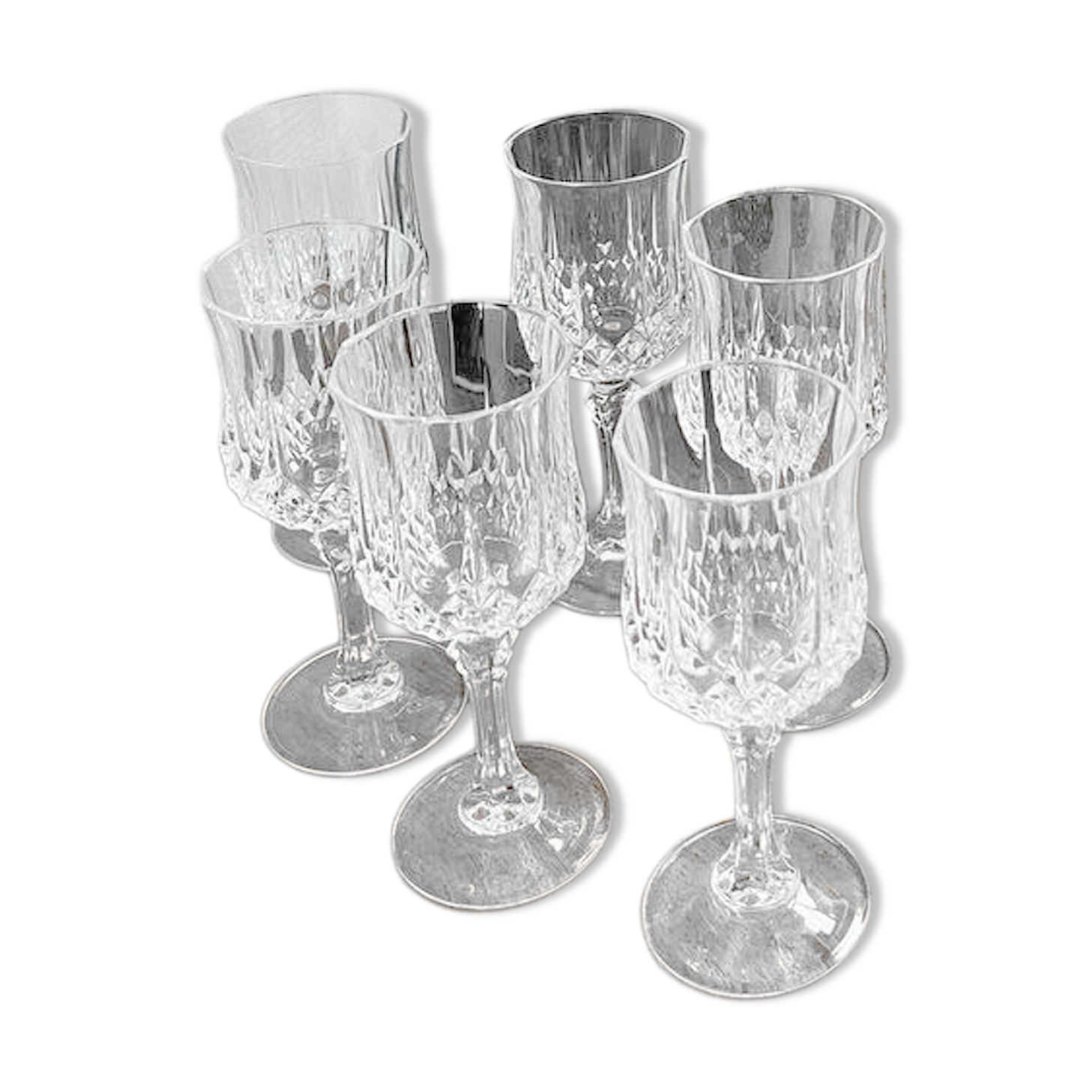 Cristal d’Arques Longchamp – Set of 6 stemmed glasses n 3 – Vintage 24% PbO