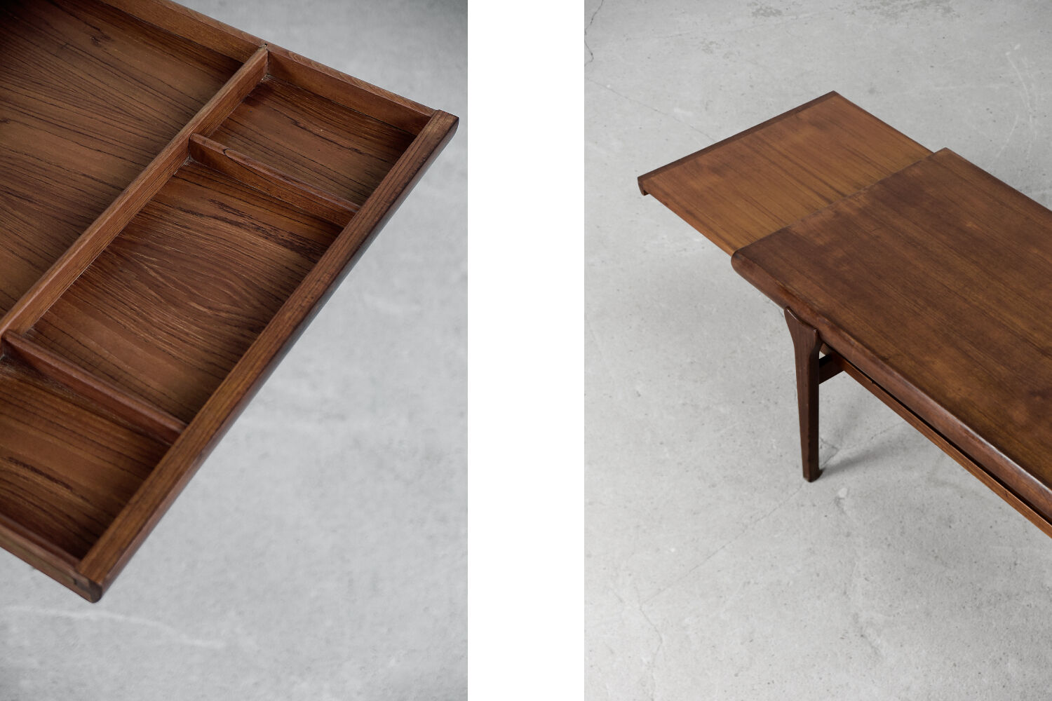 Danish extendable teak coffee table with drawer, 1960s