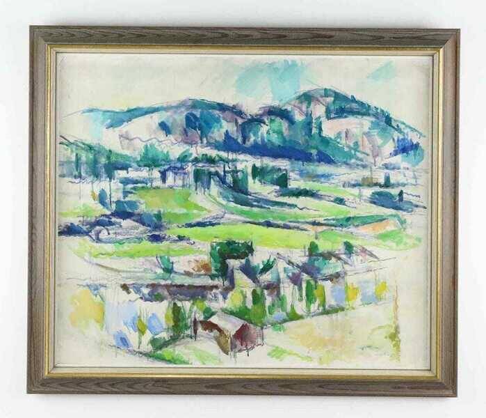 Original Swedish oil on canvas – “Landscape” by Sture Ekengren – vintage & framed – 63 × 74 cm
