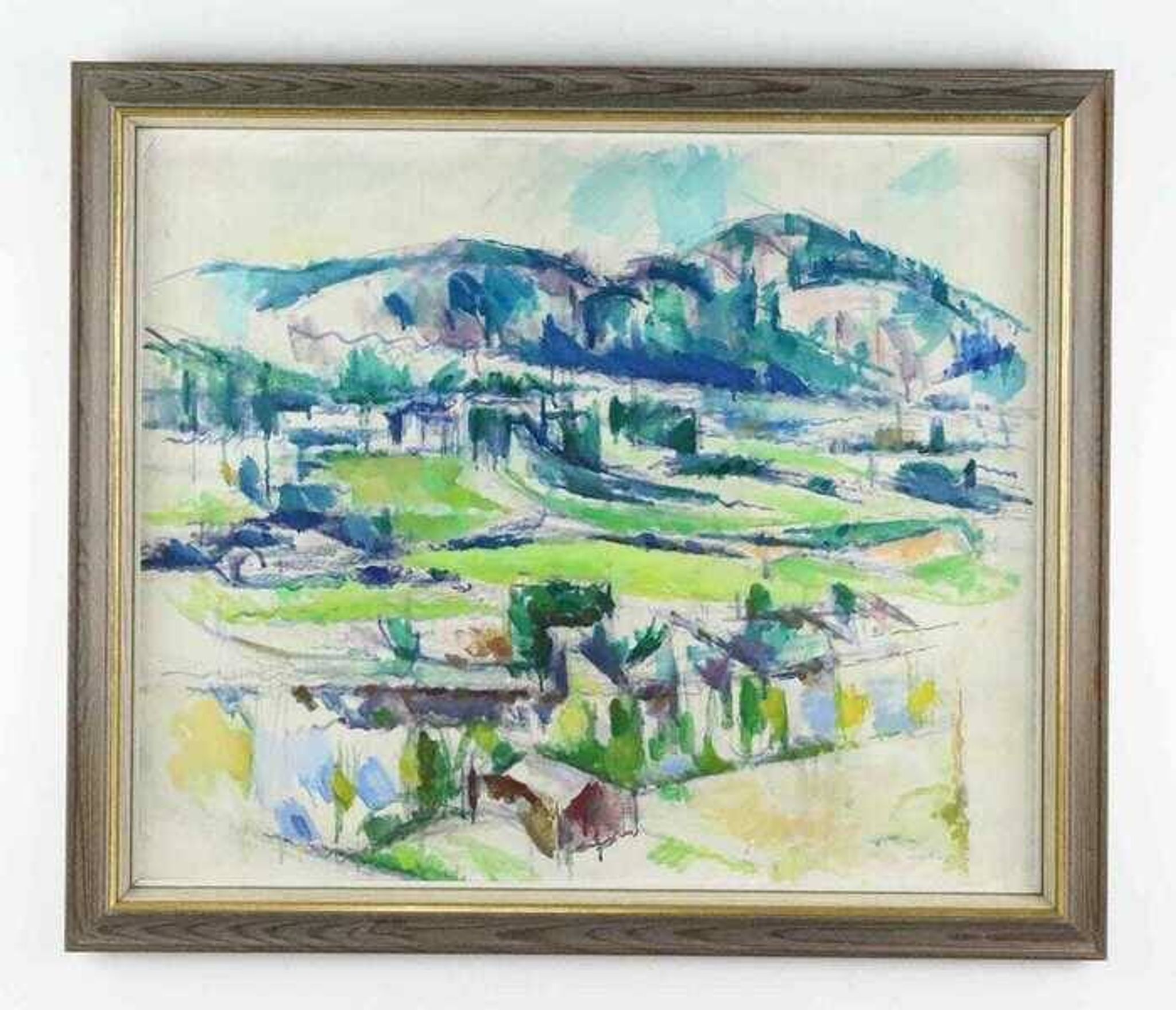 Original Swedish oil on canvas – “Landscape” by Sture Ekengren – vintage & framed – 63 × 74 cm