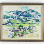 Original Swedish oil on canvas – “Landscape” by Sture Ekengren – vintage & framed – 63 × 74 cm
