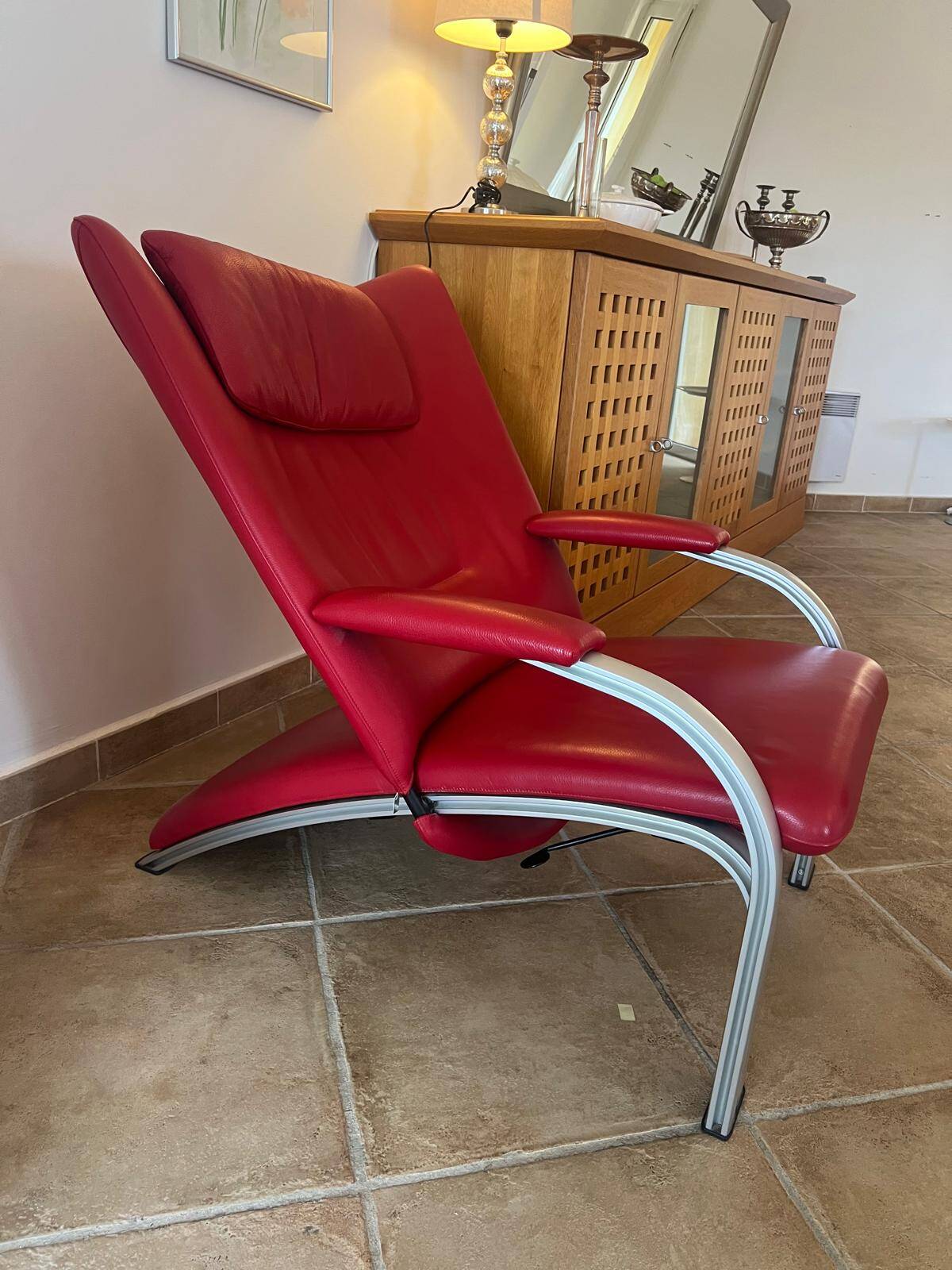 Wk Living Leather Armchair Spot 698 red