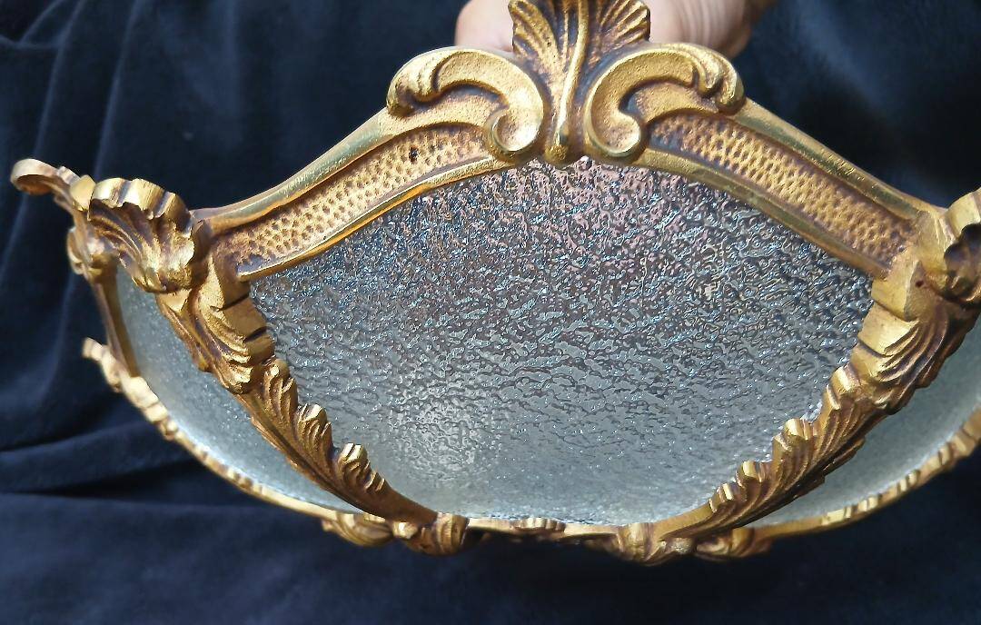 Bronze-gilded ceiling light and glass – Louis XV style