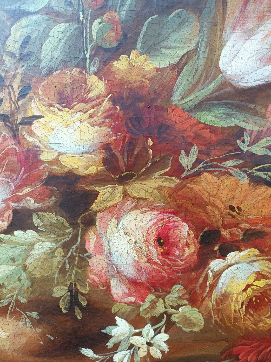 Framed flower bouquet tableau, 19th century.