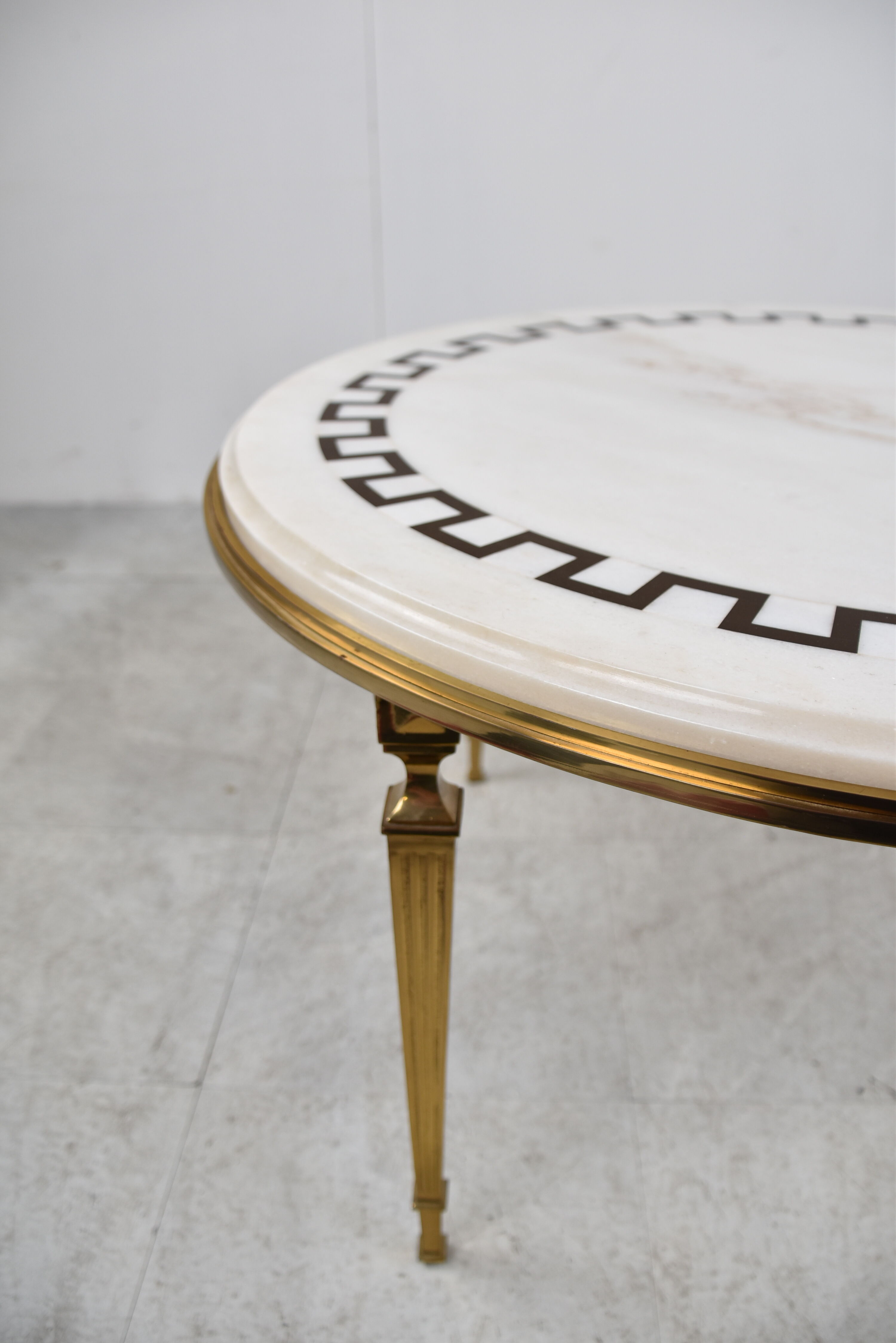 Vintage brass and white marble coffee table, 1970s
