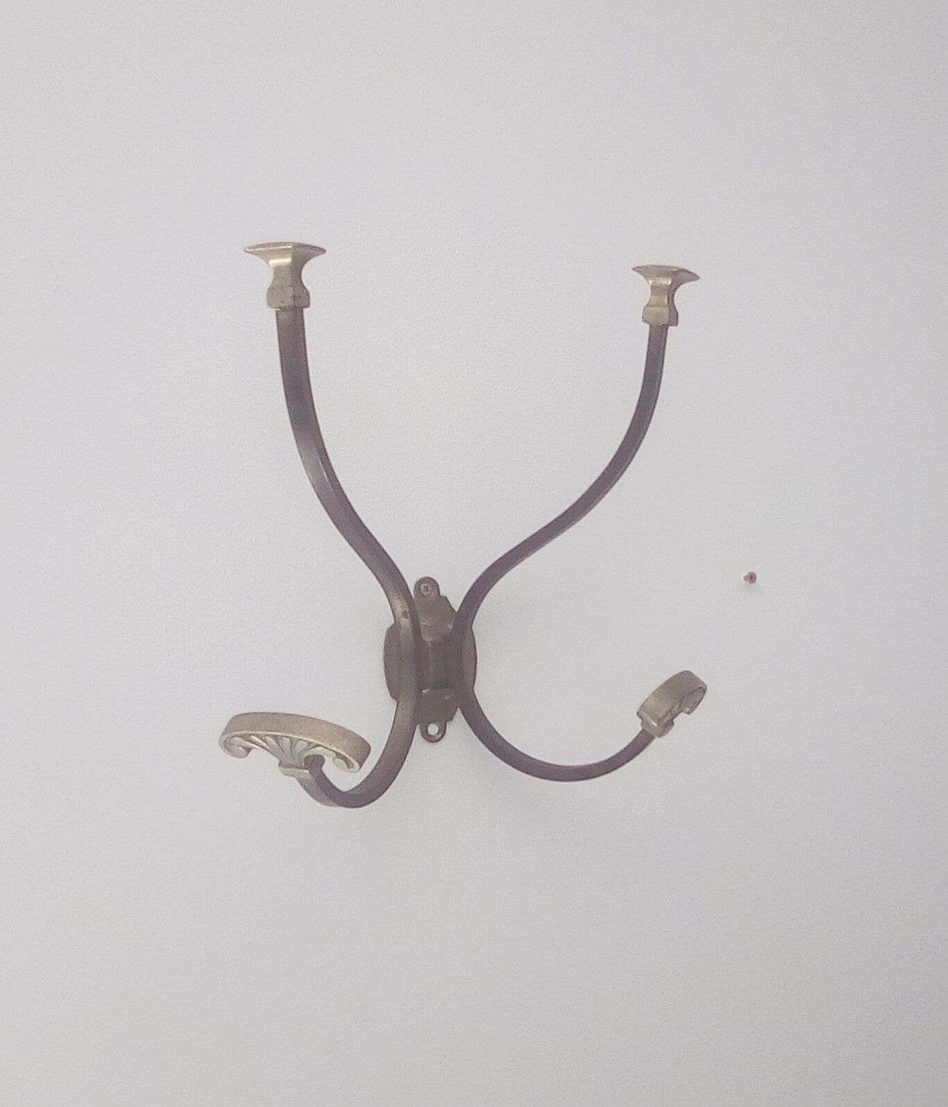 Wall-mounted wall-mounted coat rack in solid brass 50s/60s