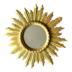 golden wooden sun mirror - 48 cm