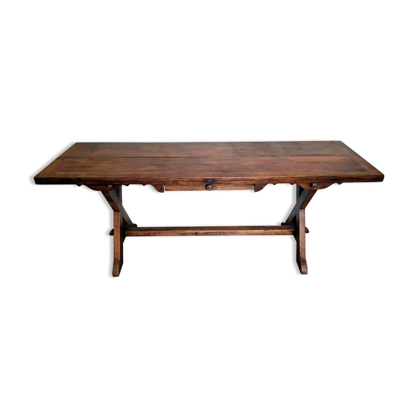 Superb Vintage Brutalist table from the 60s in solid wood