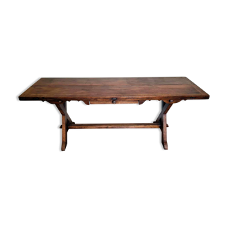 Superb Vintage Brutalist table from the 60s in solid wood