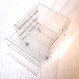 Plexiglass box with drawers on casters