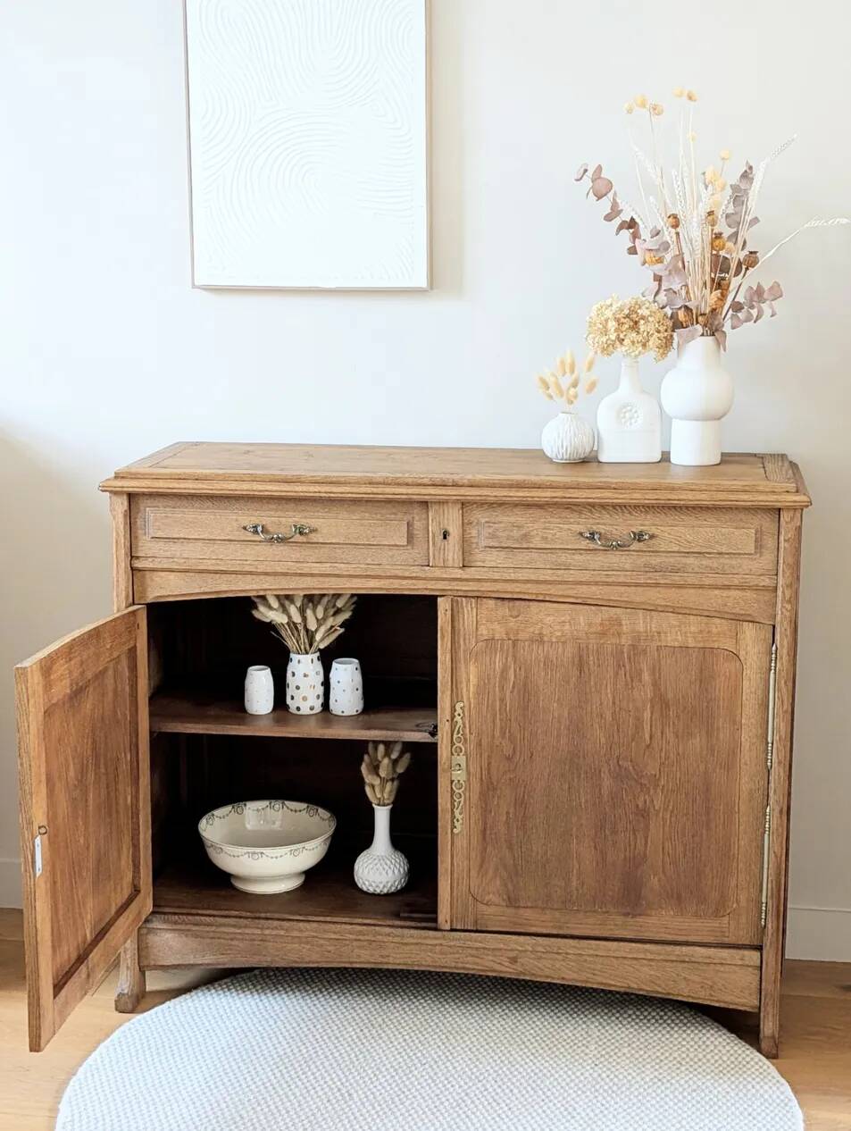 Buffet parisien Art Nouveau en chêne rénové