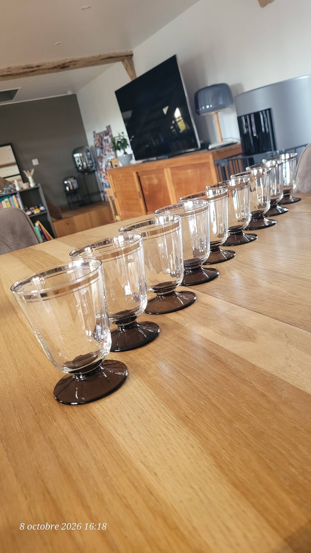 9 verres à eau vintage