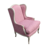 White painted armchair covered in Lilac colour  material