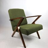 Vintage olive green boucle armchair, 1970s