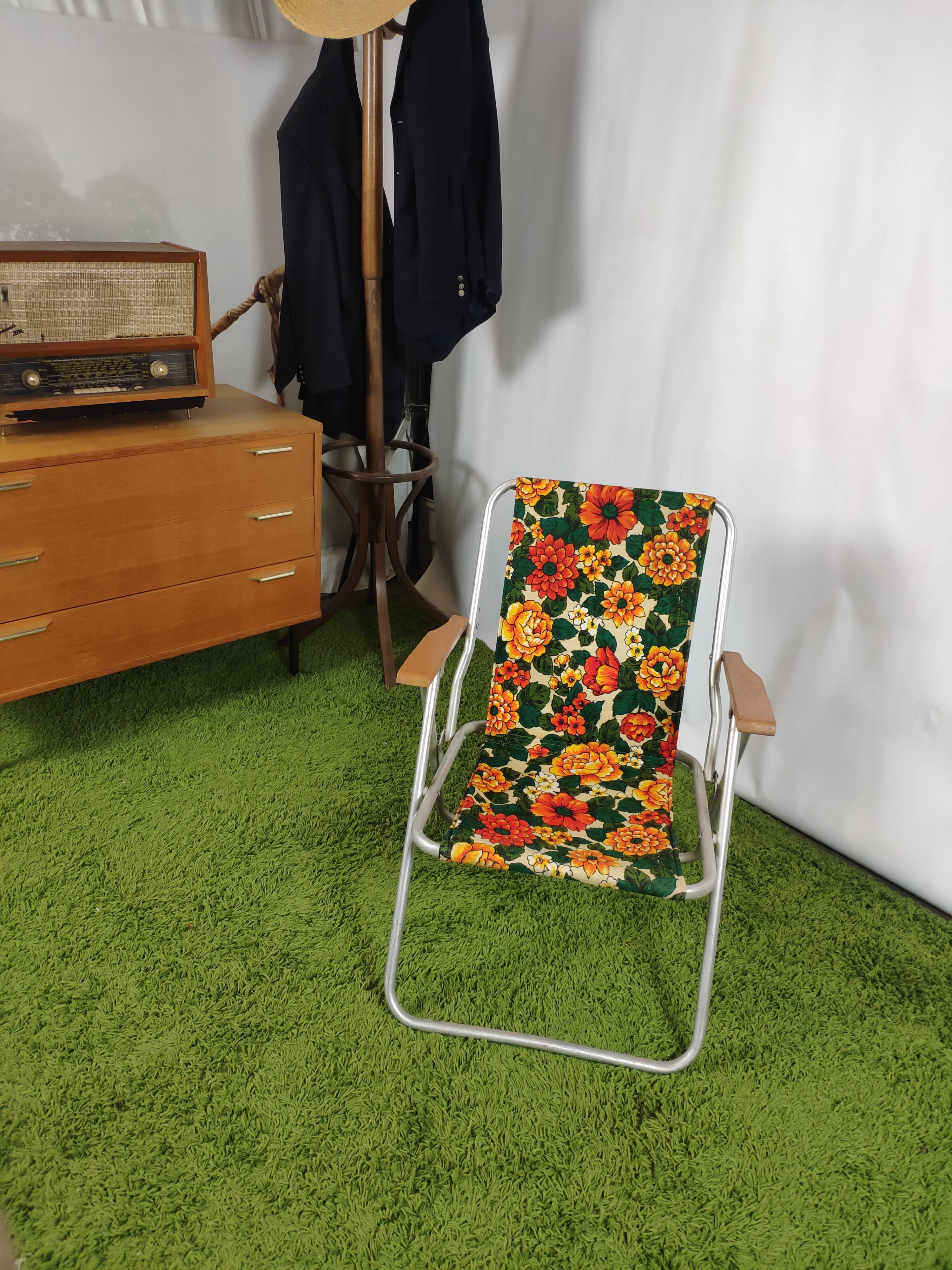 Foldable chair camping vintage floral décor Pouch DDR