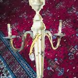 Pair of gilt and chiselled bronze wall lights with 3 lights - Louis XVI style