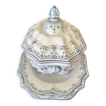 Moustiers Berain blue soup tureen