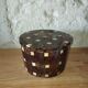 Vintage marquetry wooden jewellery box, velvet interior – 1950s/70s