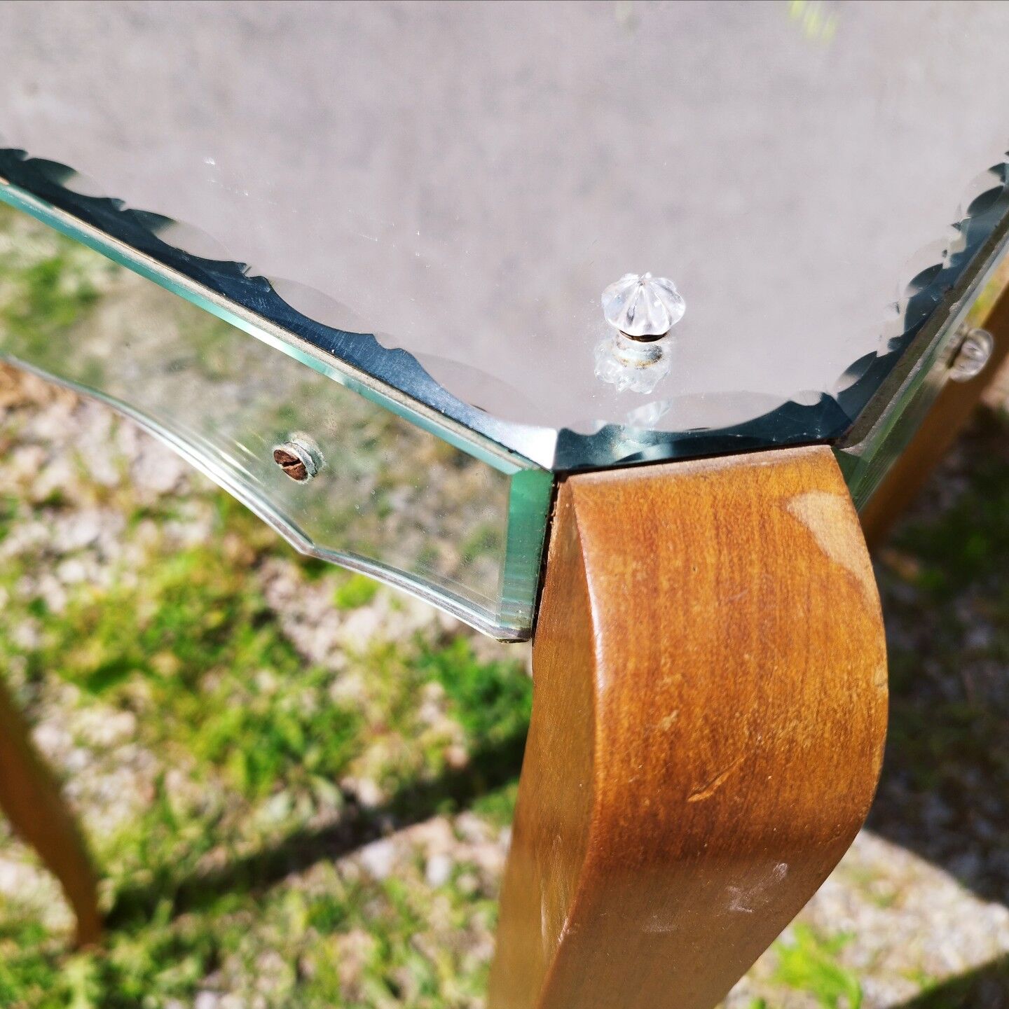 Table console art déco miroir pieds galbés vintage