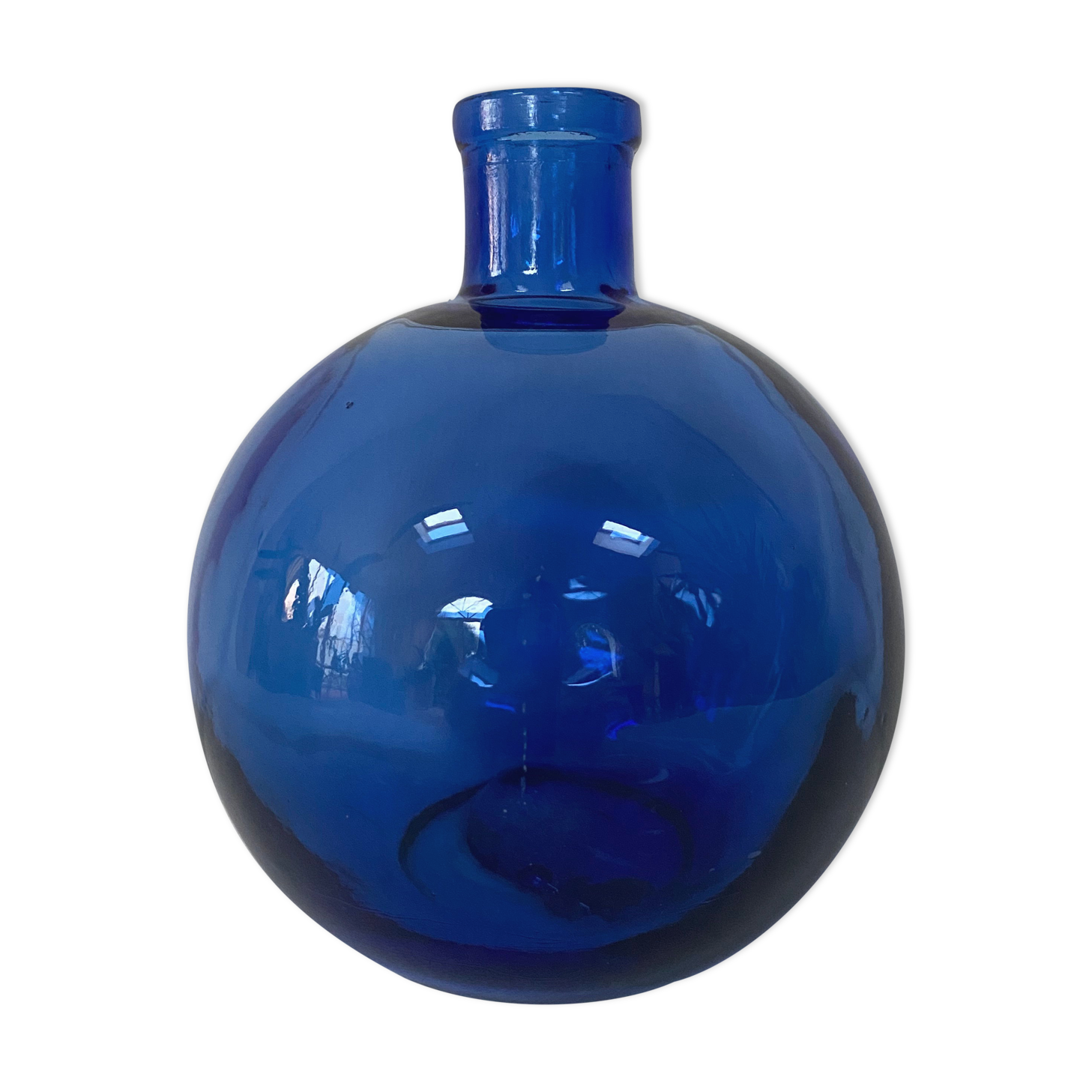Round cobalt blue glass vase