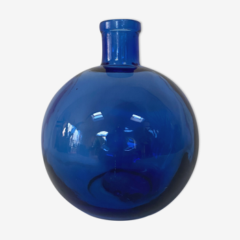 Vase rond en verre bleu cobalt